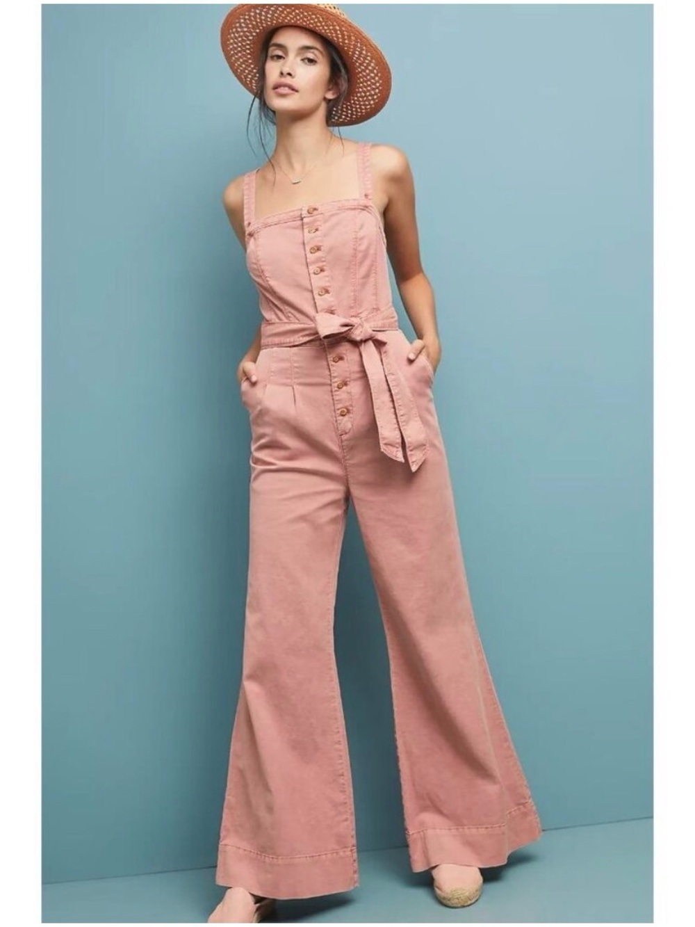 Pilcro Rose-Pink Wide-Leg Jumpsuit